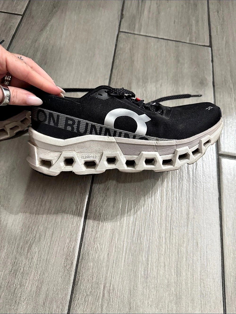 On Cloudmonster Black & White Athletic Shoes